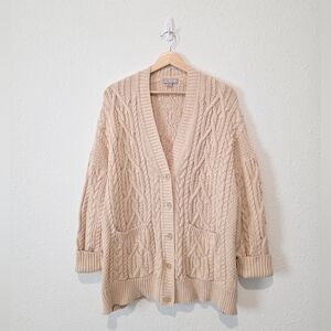 J.Crew Neutral Chunky Cable Knit Cardigan Sweater 2X